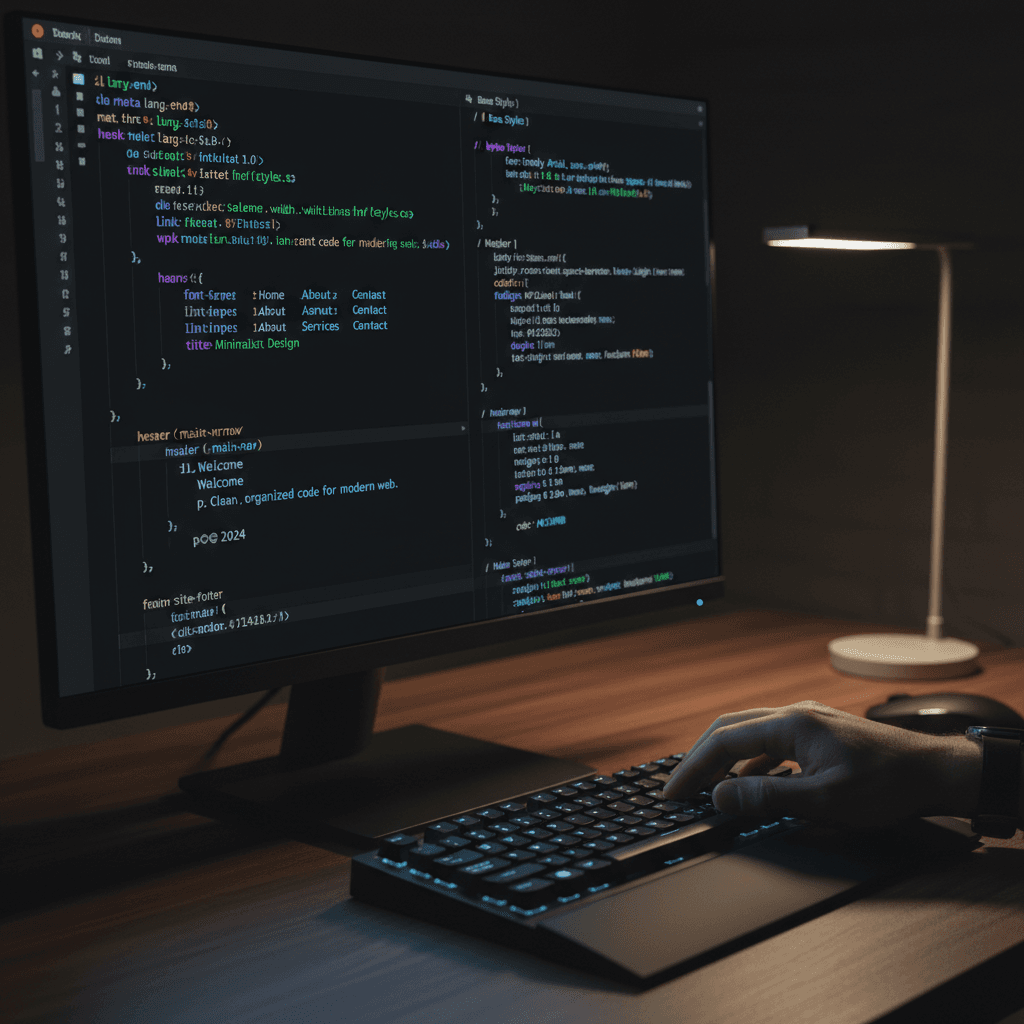 Clean website code displayed in code editor