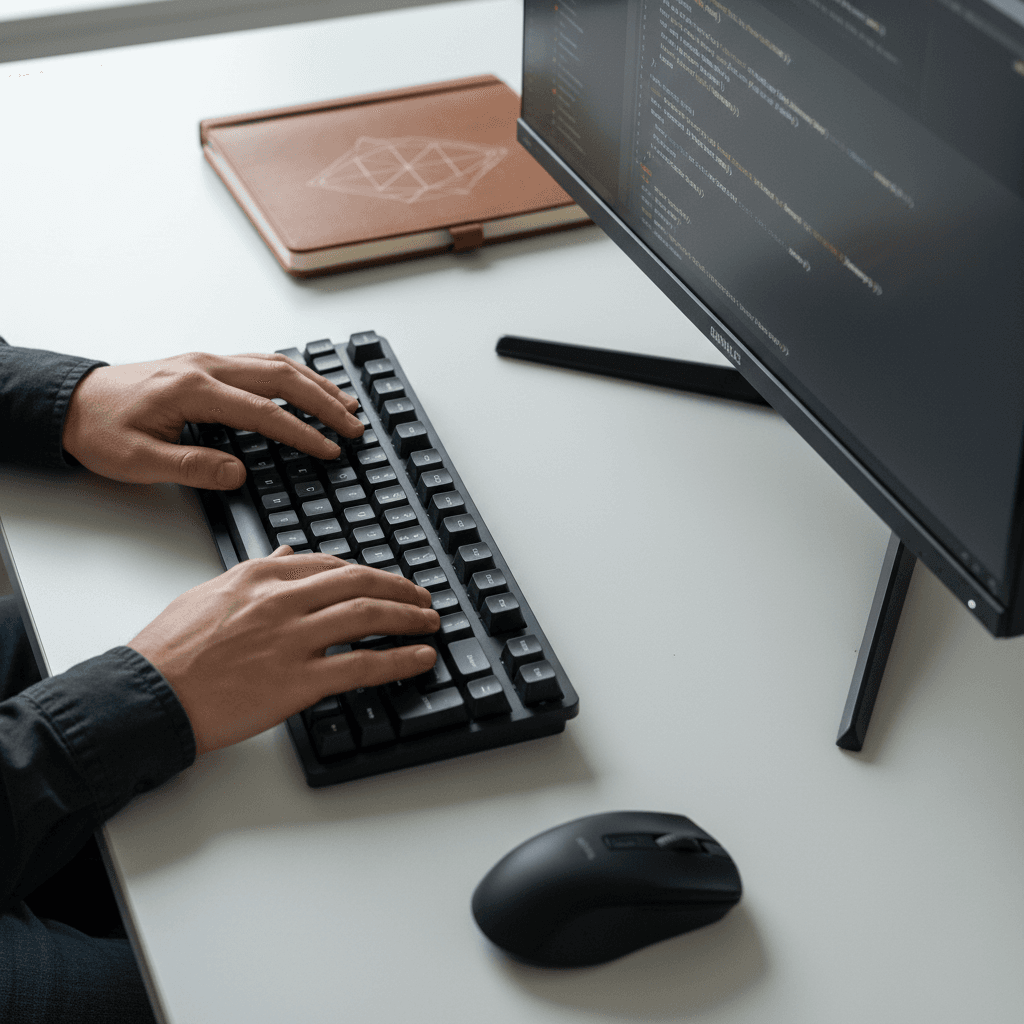 Developer writing clean, organized website code